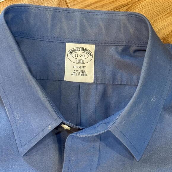 Brooks Brothers Regent 1818 dress shirt, blue cotton, 17-2/3 —‎ flaws - Picture 4 of 5